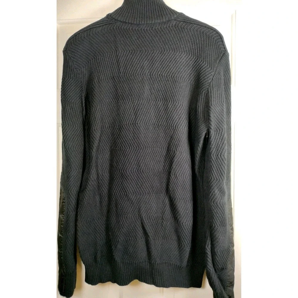 Vintage Diesel Full-Zip Heavyweight Cardigan Sweater Black Chevron Ribbed XL